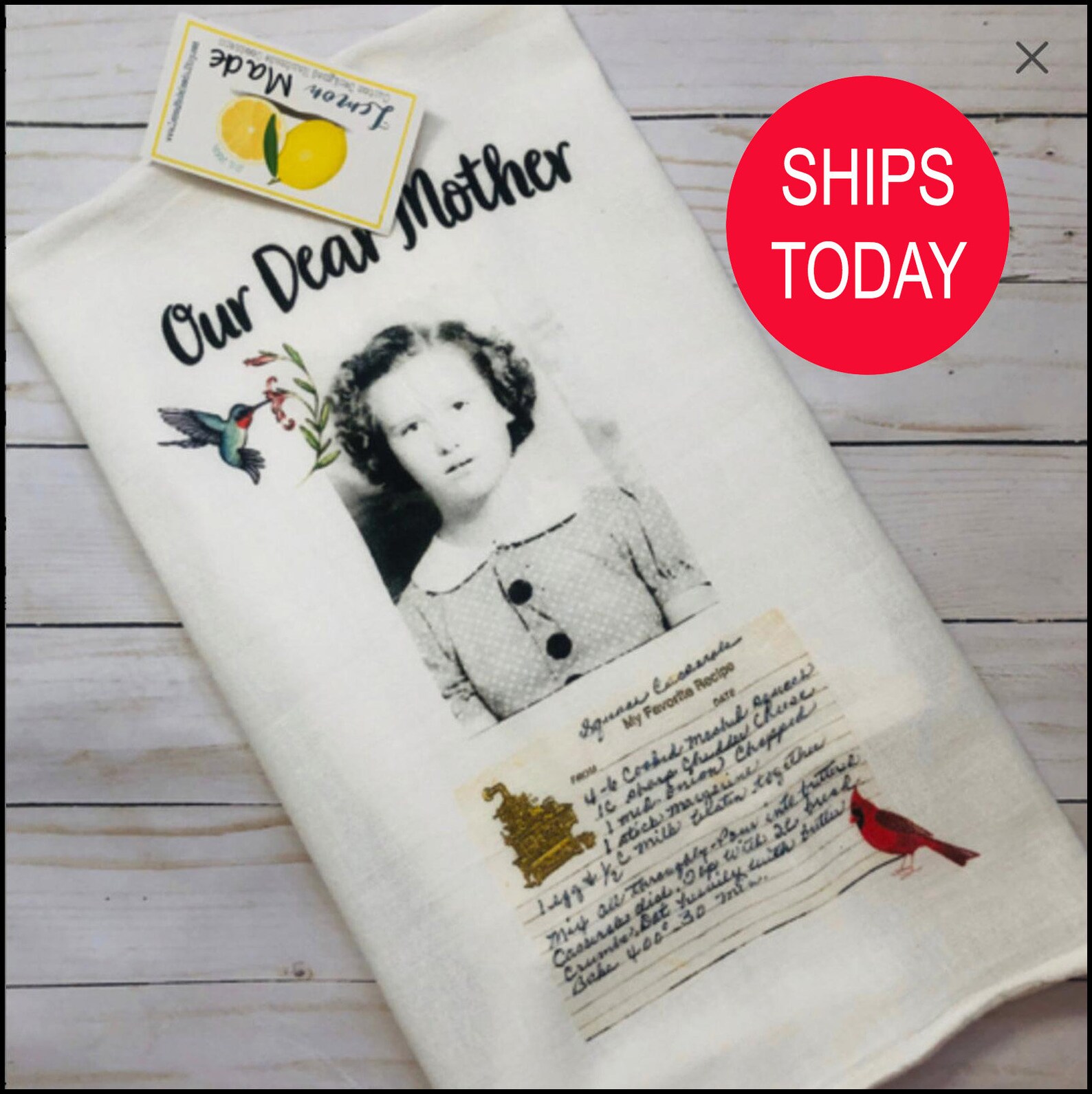 Custom printed tea towel with your recipe or photo tea towel Etsy