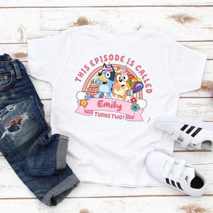 Bluey birthday shirt, bluey turns twoey, girl blue shirt, birthday girl bluey shirt, personalized bluey shirt