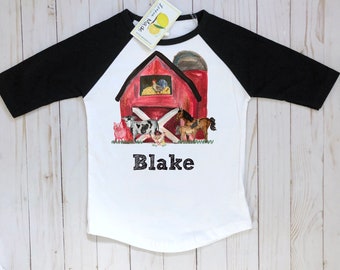 Farm shirt with name, Field trip farm shirt, barn shirt for boy, barn animals shirt, barn shirt with name