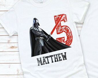 Star Wars birthday boy t shirt with name, Darth Vader birthday shirt with name