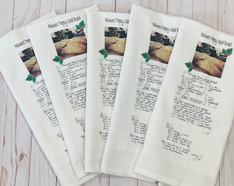 Custom Recipe Tea Towels, Photo Printed Flour Sack Towel, Set of 5