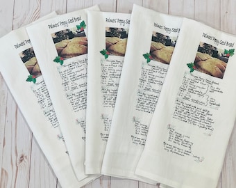 Wholesale tea towel, 5 printed tea towels with your recipe or photo, tea towel with recipe card, photo towel, flour sack towe