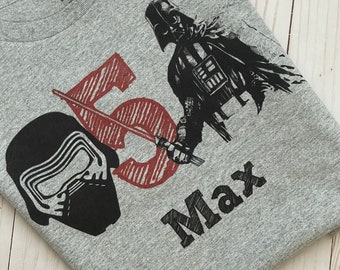 Star Wars birthday boy t shirt with name, darth Vader birthday shirt with name, kylo ren birthday shirt