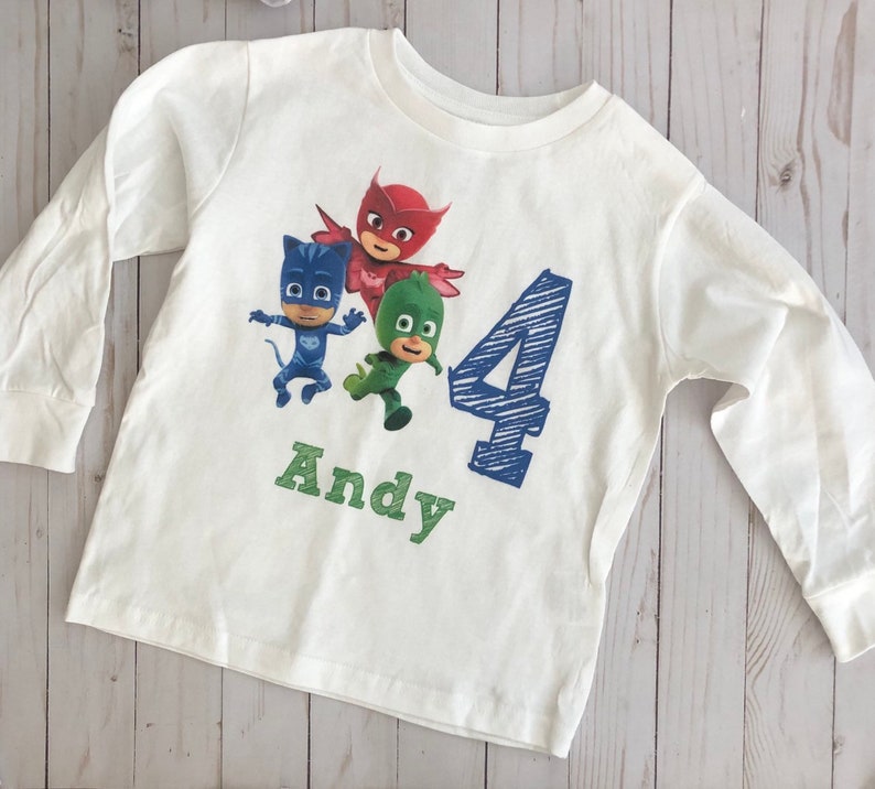 PJ Masks birthday boy t shirt with name pj mask boy shirt pj Etsy