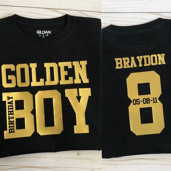 Golden Birthday Boy T Shirt Short Sleeve Black T With Age On Etsy - roblox birthday boy t shirt etsy