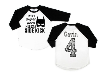 Every Super Hero Needs a Sidekick shirt, boy baby announcement shirt, superhero big brother shirt