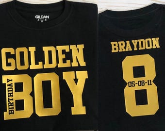 Golden Birthday Boy T-Shirt, Personalized Name and Age