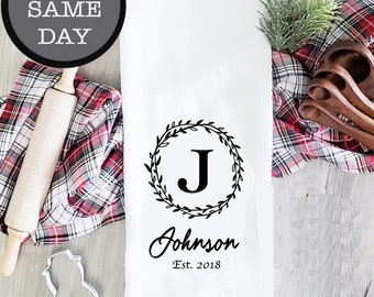 Personalized Flour Sack Towel, Custom Kitchen Decor