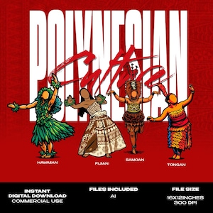Polynesian Female Dancer Vector Art Bundle 2025 (Tongan, Samoan, Hawaiian, Fijian)