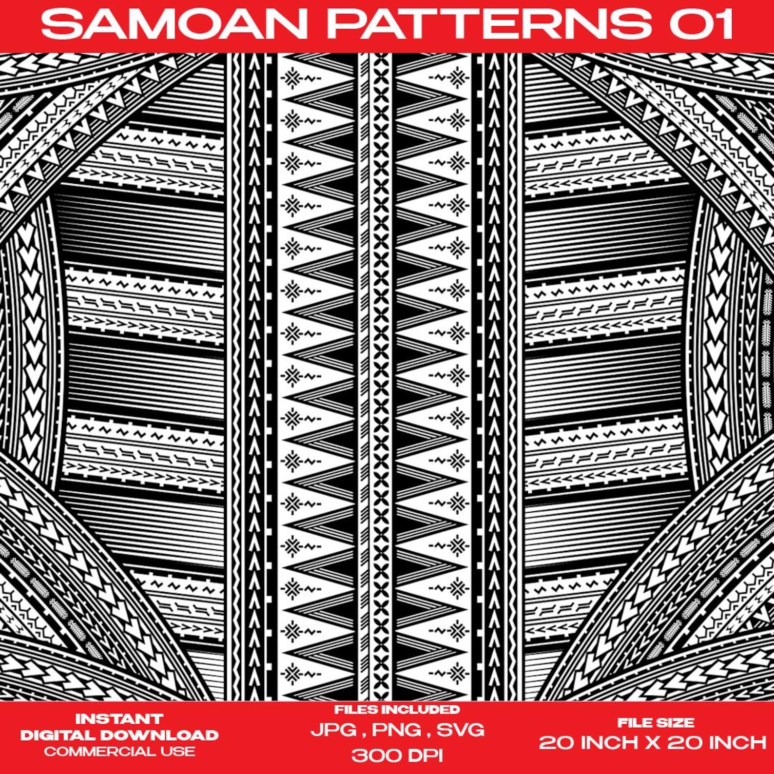 Samoan Pattern 01 ( Polynesian Tribal Patterns ) - Etsy