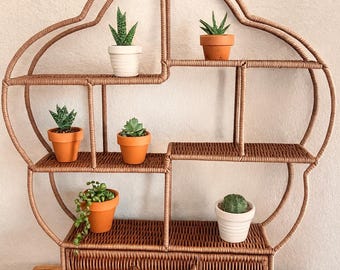 Rattan Cloud Shelf Plant Stand – Boho Succulent Display, Wicker Flower Pot Holder, Cottagecore Home Decor Gift