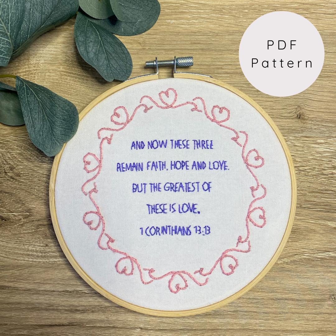 1 Corinthians Hand Embroidery Pattern