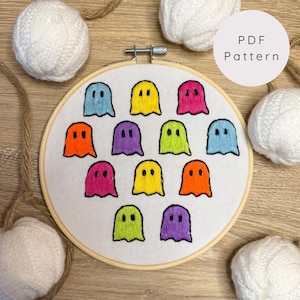 Colorful Ghosts Hand Embroidery Pattern