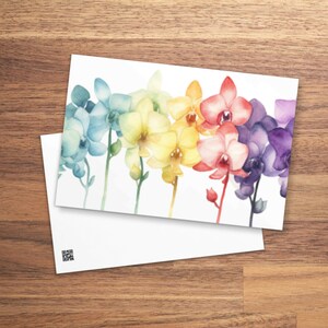 Carte postale aquarelle orchidée 10 x 15 cm (pas d'enveloppe)
