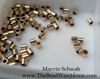 Gold Fill Crimp Tubes 2x2mm Heavy wall Choose 100, 50 or 20 pieces