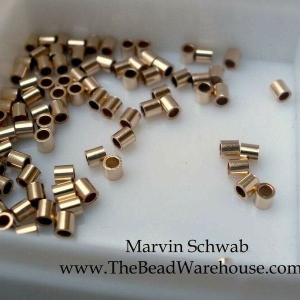 Gold Fill Crimp Tubes 2x2mm Heavy wall Choose 100, 50 or 20 pieces