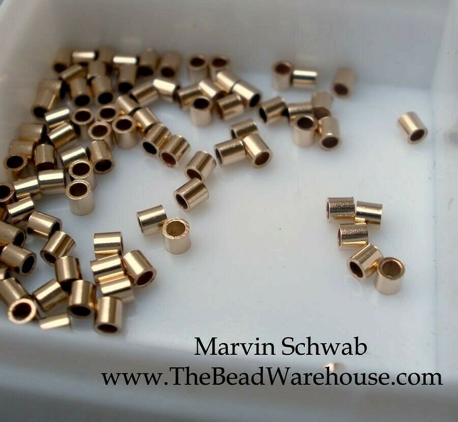 100 GOLD PLATED CRIMP TUBE BEADS 2 X 2 MM 100 GOLD PLATED CRIMP TUBE BEADS 2 X 2 MM