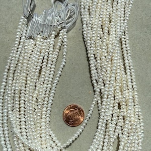 Fresh Water Pearls 3x3mm 16 Inch Strand Pearl Beads Very white and Lustrous