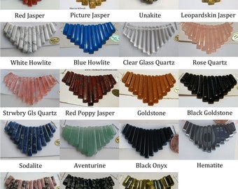 Graduated Stone Spike Collar, Tiger Eye, Goldstone, 13pc Cleopatra Set