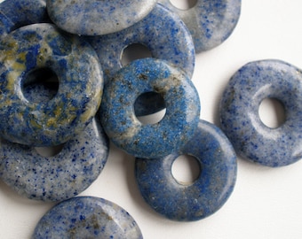 Semiprecious Stone Lapis Donut Beads 10pc