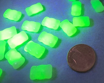 Black Light Glow Glass Beads Rectangle 8x13mm Vintage Czech Glass SALE!