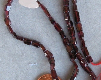Garnet Semiprecious Beads 14.5 inch strand rectangle 4x5.5mm