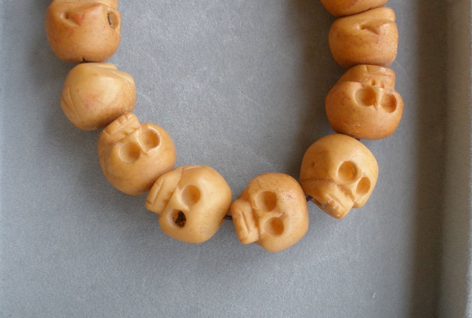 Carved Skull Bone Beads 15mm Large 2 Piece 1 Pair Old Stock | Etsy