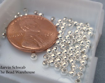 Sterling Silver Beads 2.5mm Round Heavy Wall 50 or 100 pc