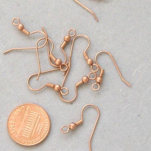 Solid Copper French Earwires 12 pc Ball and Spring Ear Wires