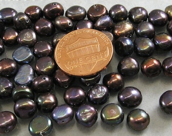 Fresh Water Pearl 65 Beads 6 to 7mm Baroque Black Iridescent Pearls