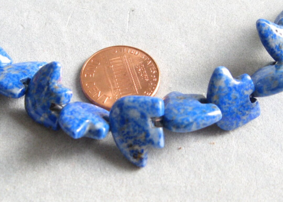 Semiprecious Stone Lapis Zuni Bear Beads 2 Pieces 11x15mm Each Approx