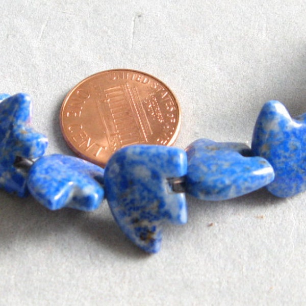 Semiprecious Stone Lapis Zuni Bear Beads 2 pieces 11x15mm each approx Natural