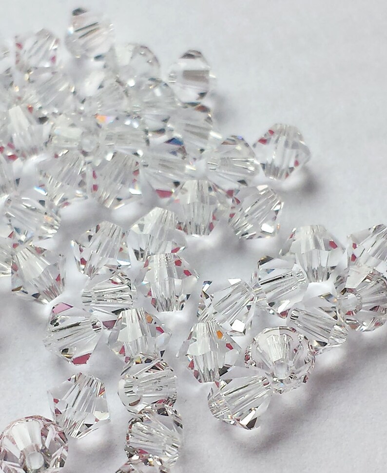 50 piece lot 5301 Swarovski 4mm Clear Crystal bicone beads Etsy