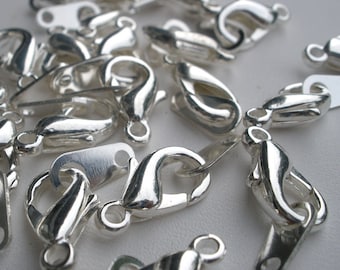 Silver Plate Lobster Claw Clasps, Jewelry Making Supplies (12 pcs)