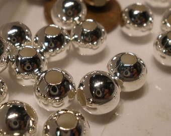 Silver Plated Round Smooth 8mm Beads 50 pc Heavy solid metal