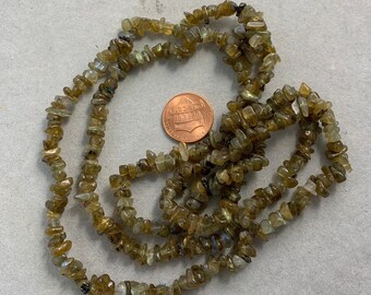 Labradorite Semiprecious Beads 35 inch strand Nuggets Darker with blue flashes