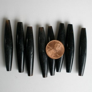 Hairpipe Tube Beads 2 Inch Black Horn 10pc