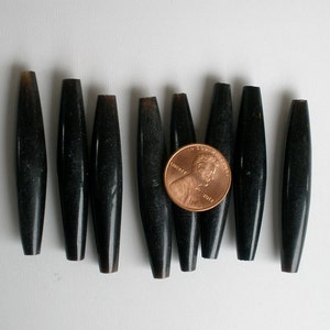 Cuentas de tubo para pipa de pelo de 2 pulgadas de cuerno negro, 10 piezas