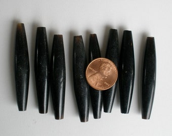 Hairpipe Tube Beads 2 Inch Black Horn 10pc