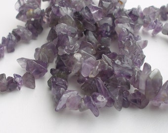 OVER 60" Amethyst Chip Beads Loose Full Strand Purple Stone Strand 150 grams