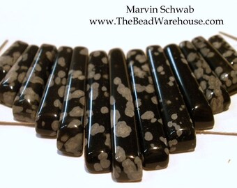 Stone Collar Snowflake Obsidian 13pc Graduated Spikes Cleopatra