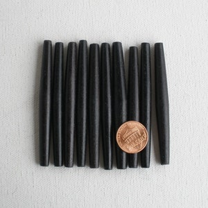 Hairpipe Tube Beads 3 Inch Black Horn 10pc
