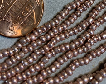 Czech Seed Beads Rose Gold 1.5x2.2mm 1 hank