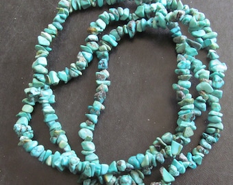 Semiprecious Stone Tibetan Turquoise chip nugget 35 inch strand