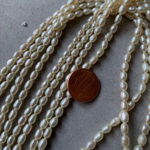 Fresh Water White Pearl Beads Rice Shape 3.5x6mm 16 Inch Strand