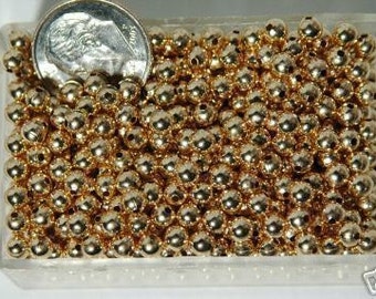 Gold Filled 4mm Round Beads Spacer Seamless Look 50 pc