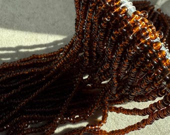 Vintage Czech Glass Seed Bead Hank Garnet color transparent 1.2x1.6mm