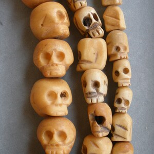 Carved Skull Bone Beads 15mm Large 2 Piece 1 Pair Old Stock Yak Bone ...