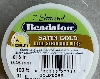 Beadalon 7 Strand Satin Gold Color .018 inches 100 Foot Spool