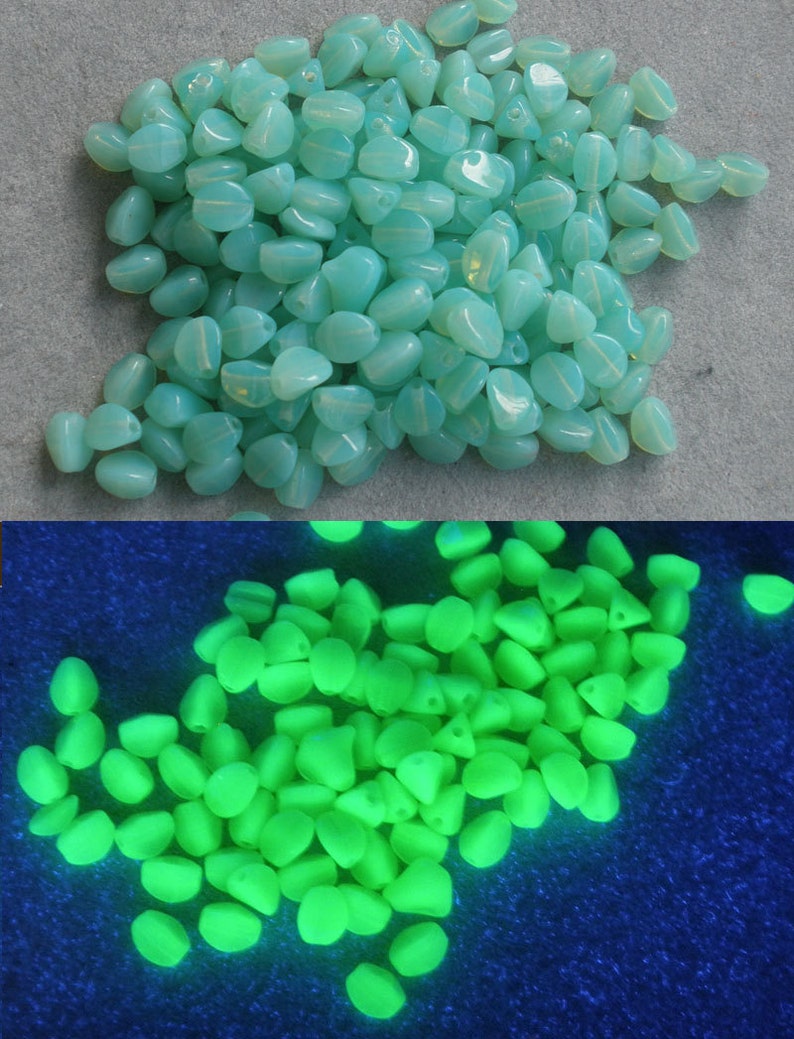 100pc Black Light Glow in the Dark Glass Beads 3x5mm Blue | Etsy